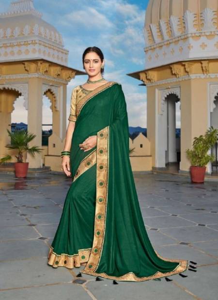 Dark Green Colour Aastha Kavira New Latest Ethnic Wear Heavy Vichitra Exclusive Saree Collection 2707